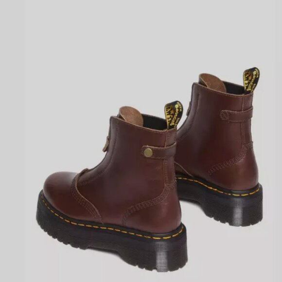 DR. MARTENS JETTA ZIPPED SENDAL LEATHER PLATFORM BOOTS in Dark Brown MSRP$250 - Picture 13 of 16